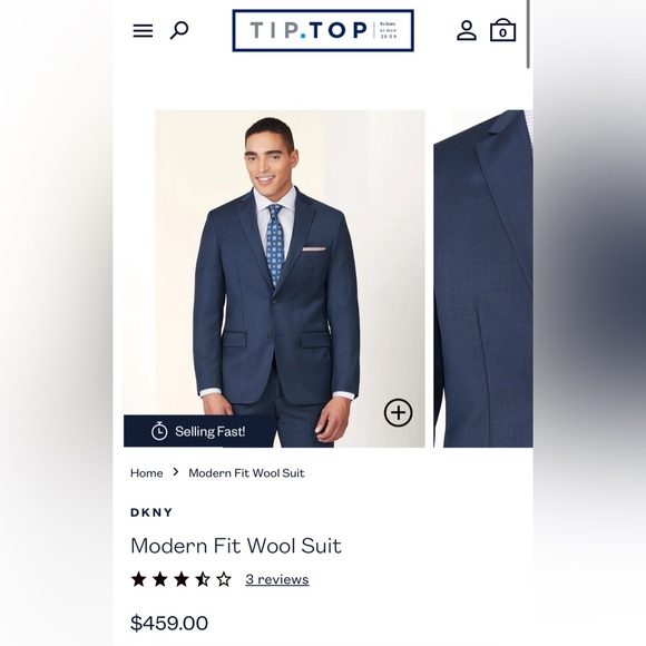 DKNY Men’s Modern Fit 100% Wool Suit - Picture 4 of 7